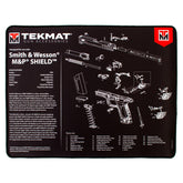 Tekmat 20x15 Ultra Handgun Cleaning Mat featuring M&P Shield design laid flat